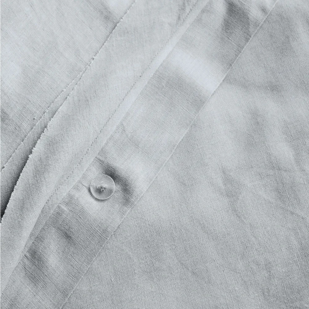 Quince European Linen Double Flange Duvet Cover Set Mist King Cal King